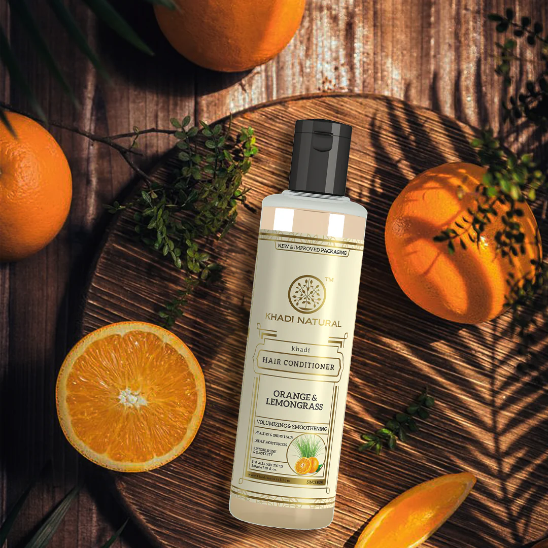 Khadi Natural Herbal Orange Lemongrass Hair Conditioner - 210ml - Image 6