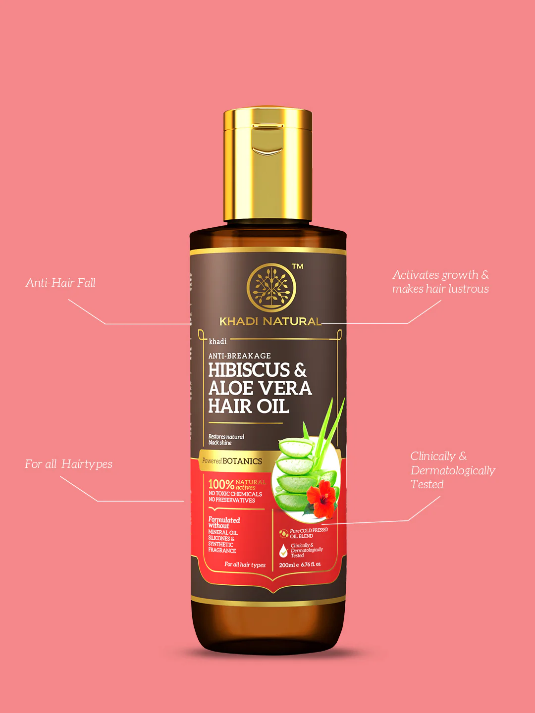 Khadi Natural Hibiscus & Aloe Vera Hair Oil - Mineral Oil, Silicones, Synthetic Fragrance Free - 200ml - Image 10