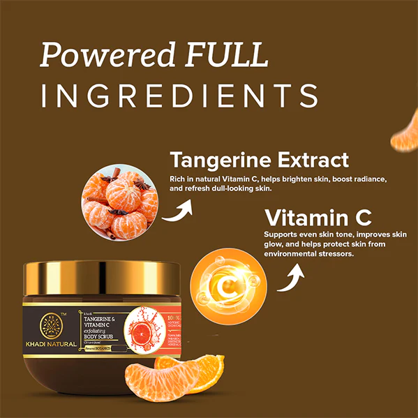 Khadi Natural Powered Botanics Tangerine & Vitamin C Exfoliating Body Scrub – 200gm - Image 5