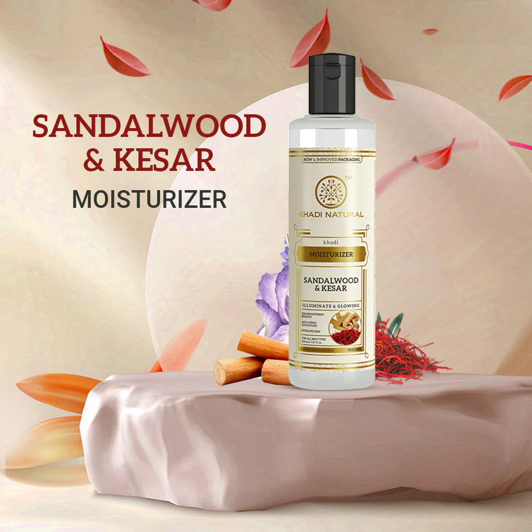 Khadi Natural Sandalwood & Kesar Moisturizer Combo Pack of 2 - 210ml Each - Image 5