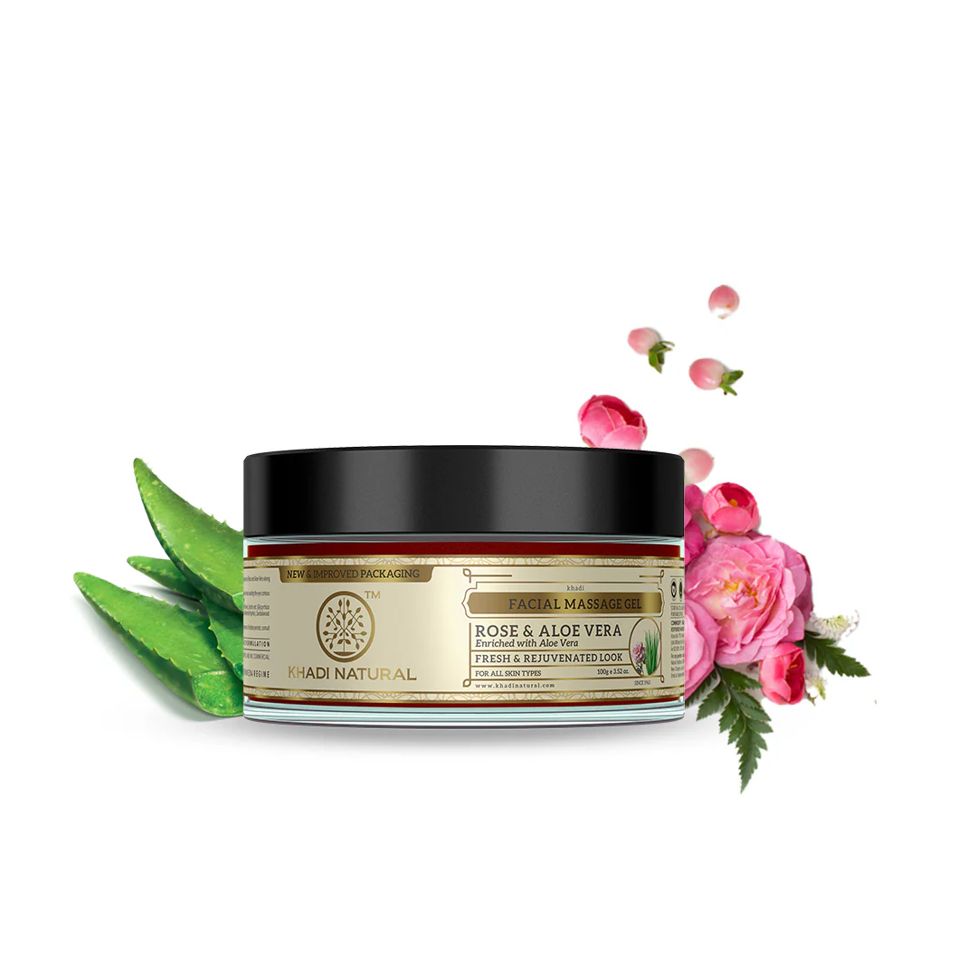 Khadi Natural Rose & Aloevera Facial Massage Gel - 100gm - Image 6