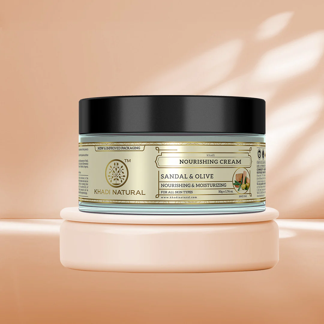 Khadi Natural Sandal & Olive Face Nourishing Cream with Sheabutter - 50gm - Image 6