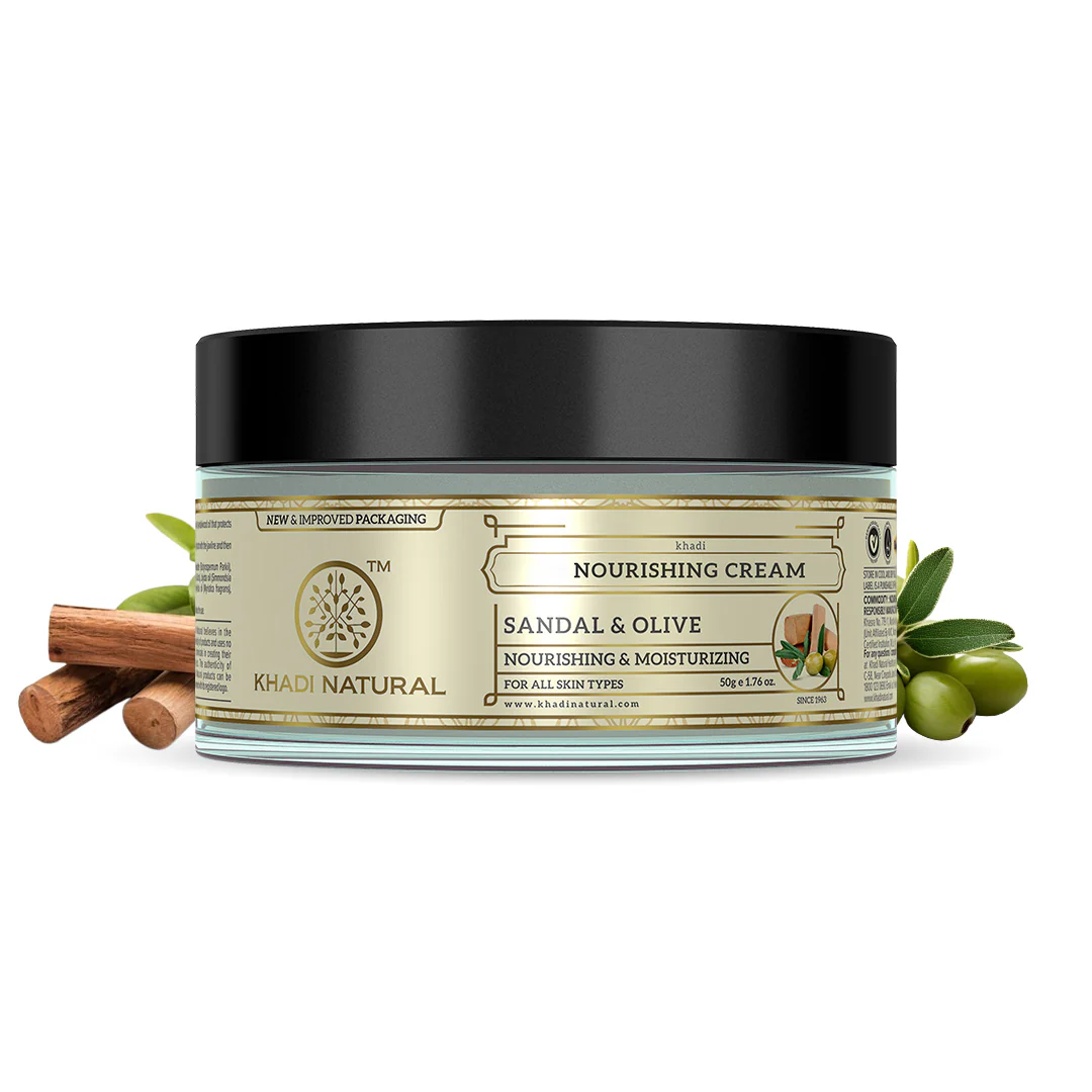Khadi Natural Sandal & Olive Nourishing Face Cream - 50gm - Image 5